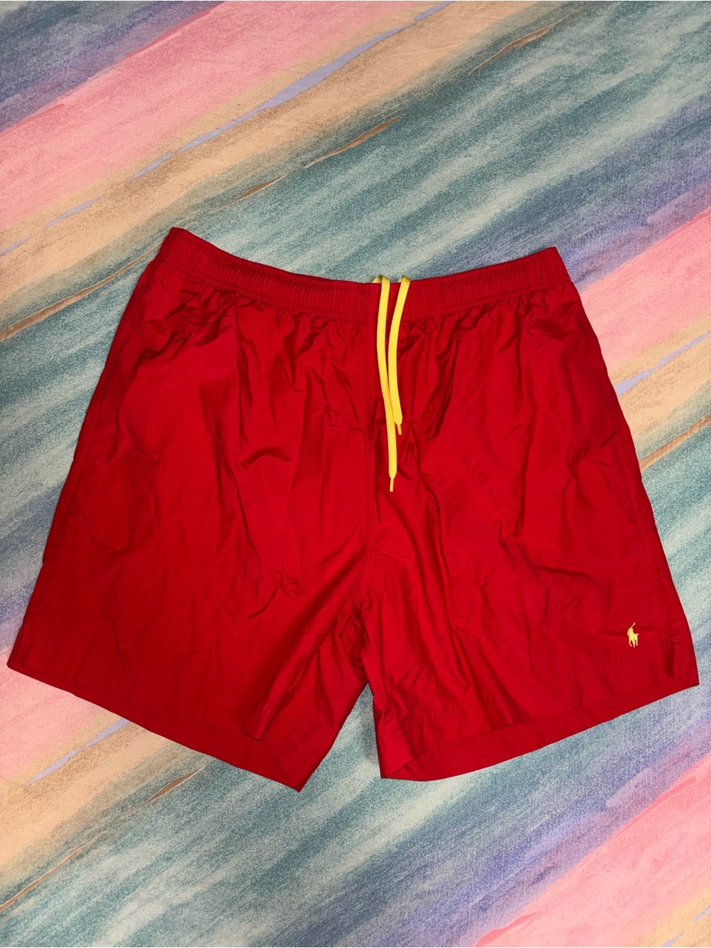 Polo Sport Ralph Lauren Swim Trunks Mens XL Red Boardshorts Lined Yellow Pony